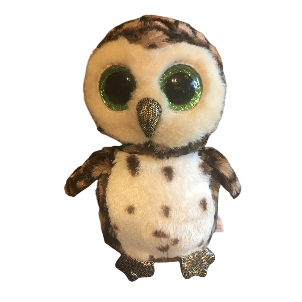 Ty Beanie Boos Owlette‎ the Owl Plush Stuffed Animal Green Glitter Eyes